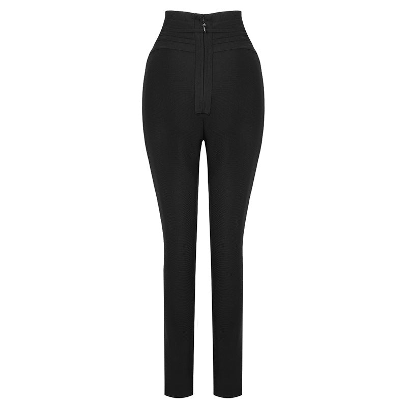 Women's Elastic High Waist Bandage Casual Solid Color Leggings