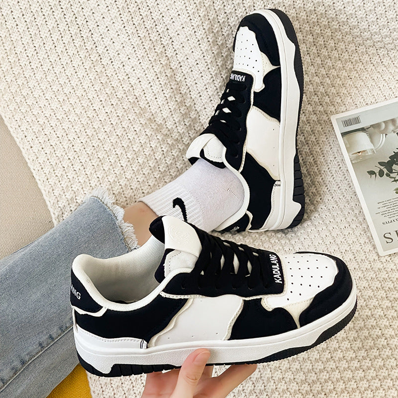 Black And White Color Contrast Panda Shoes Thick Soled