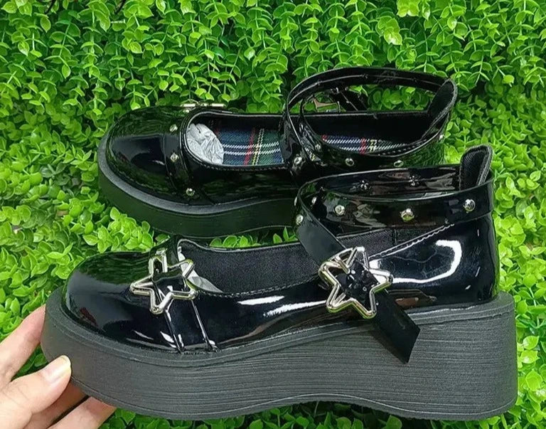 Women heels platform mary janes Star Buckle