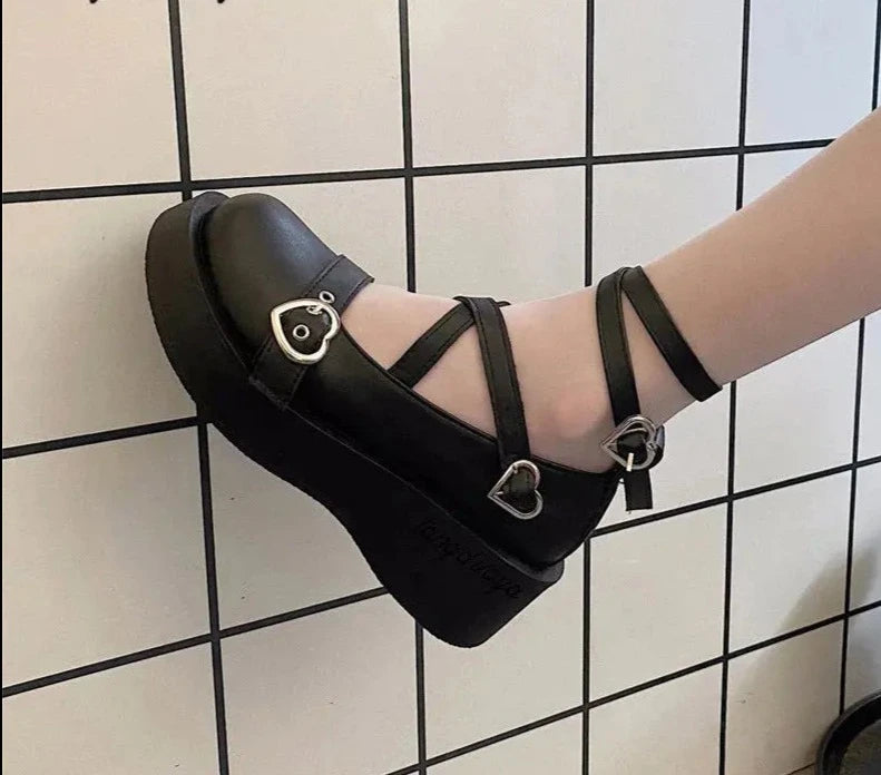 Women heels platform mary janes Star Buckle