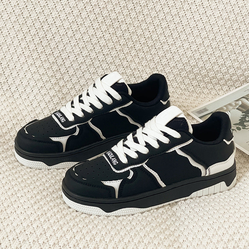 Black And White Color Contrast Panda Shoes Thick Soled
