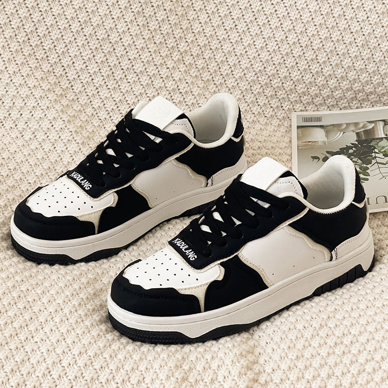 Black And White Color Contrast Panda Shoes Thick Soled