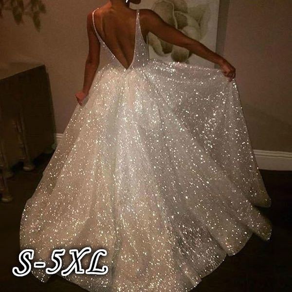 V-neck Pure White Three-layer Wedding Evening Dress