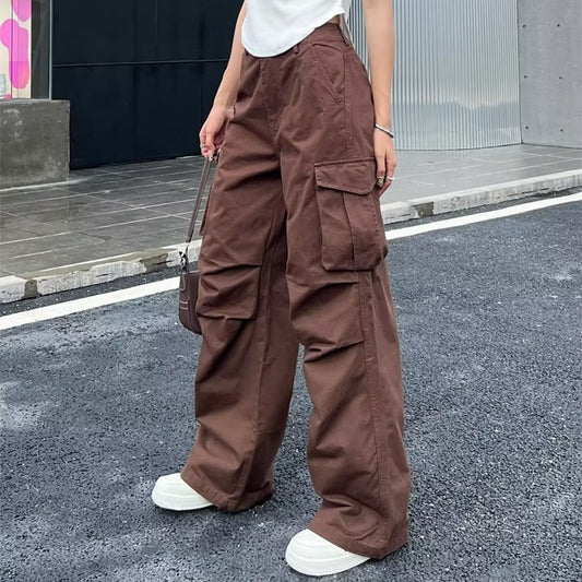 Women's Summer American Retro Loose High Waist Wide Leg Pants