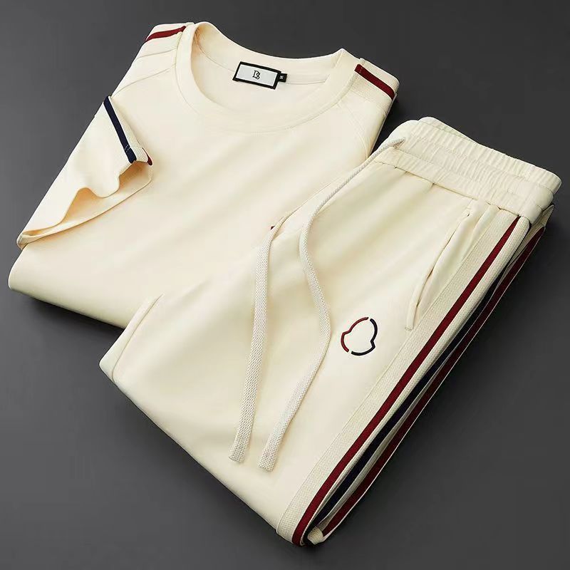 Short Sleeve Sports Set Men's Embroidery Straight