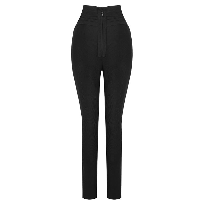 Women's Elastic High Waist Bandage Casual Solid Color Leggings