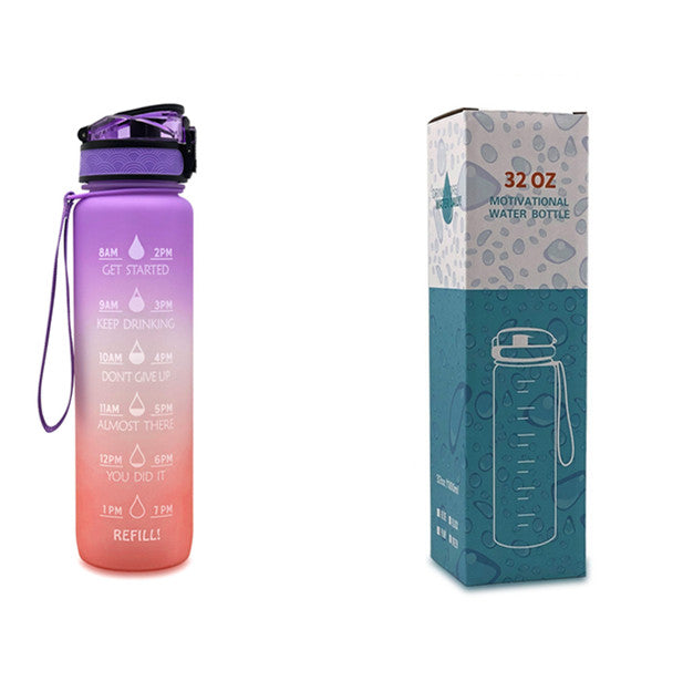 Water Bottle With Time Marker Bounce Cover Motivational Water