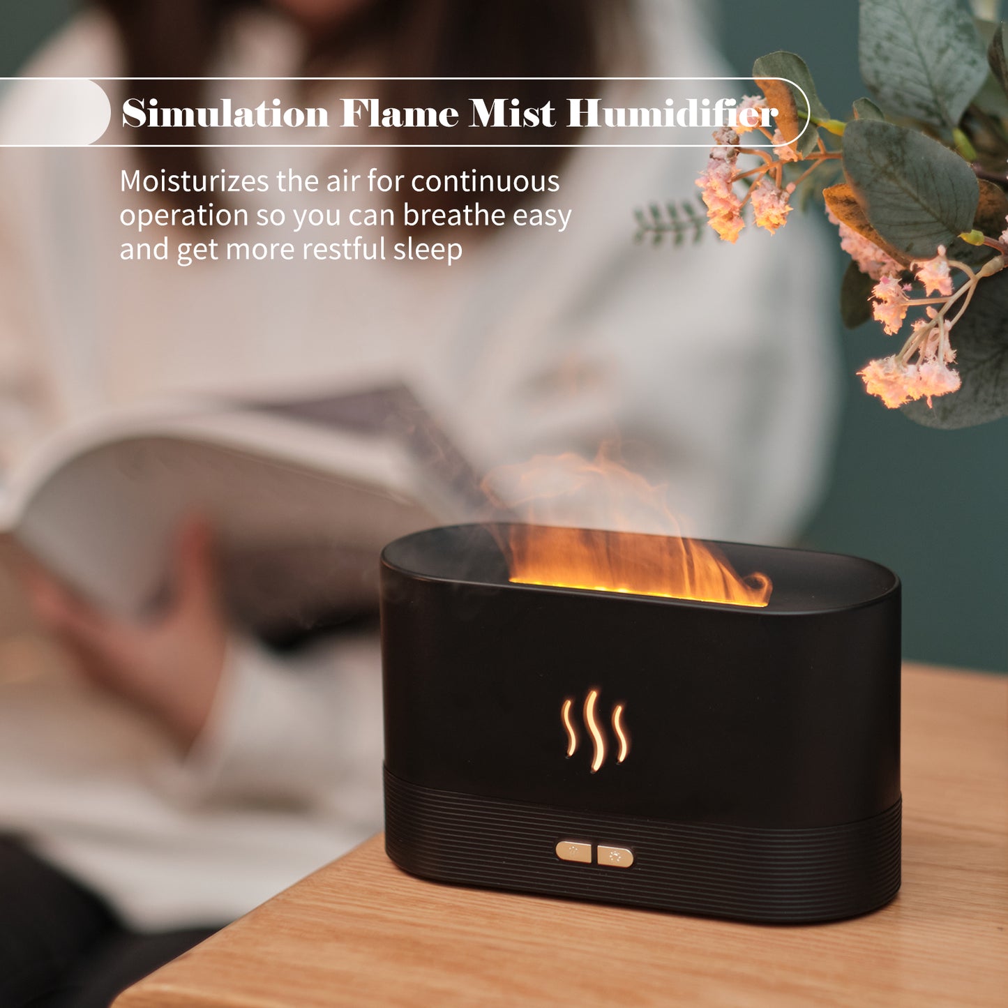 With Flame Light Mist Humidifier Aromatherapy Diffuser With Waterless