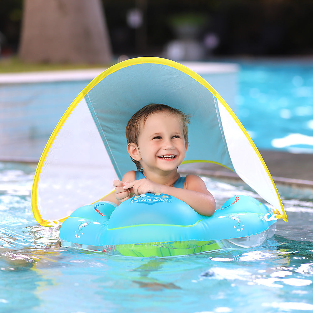 Swimming Float With Canopy Inflatable Infant Floating Ring Kids