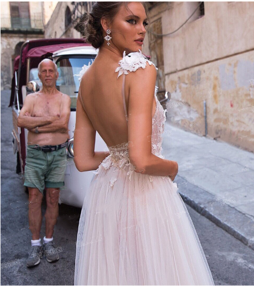 l Wedding Dress, Diamond Lace Collar, High Slit Bridal Tail, Open Back Light Wedding