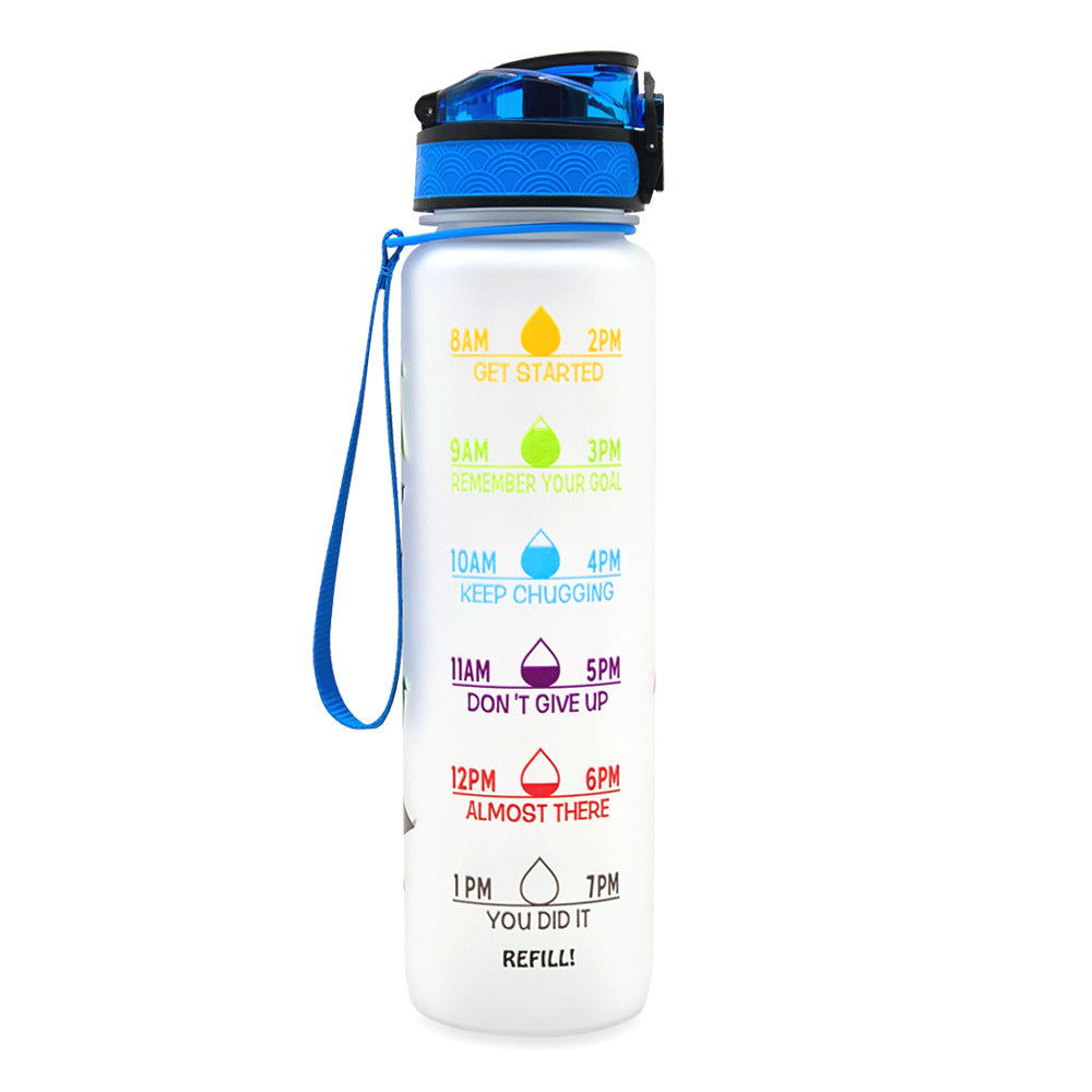 Water Bottle With Time Marker Bounce Cover Motivational Water