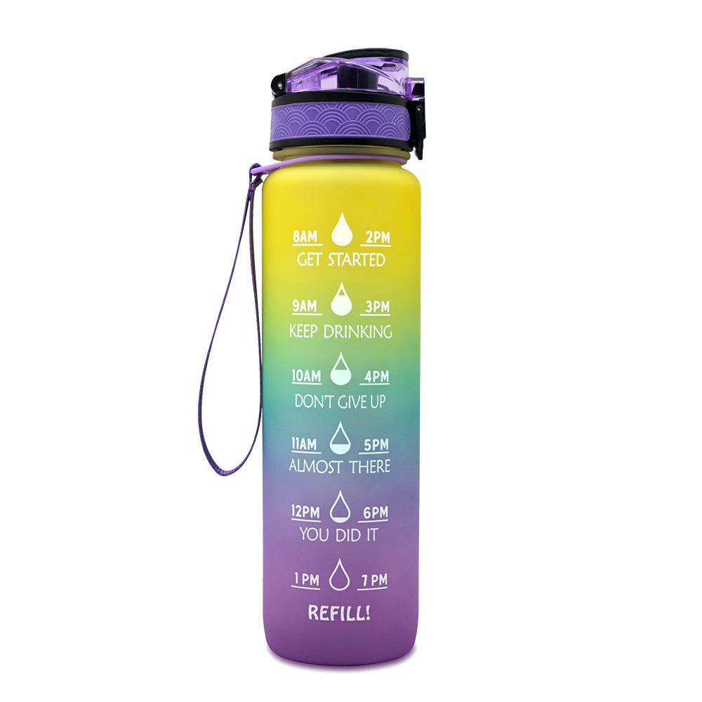 Water Bottle With Time Marker Bounce Cover Motivational Water