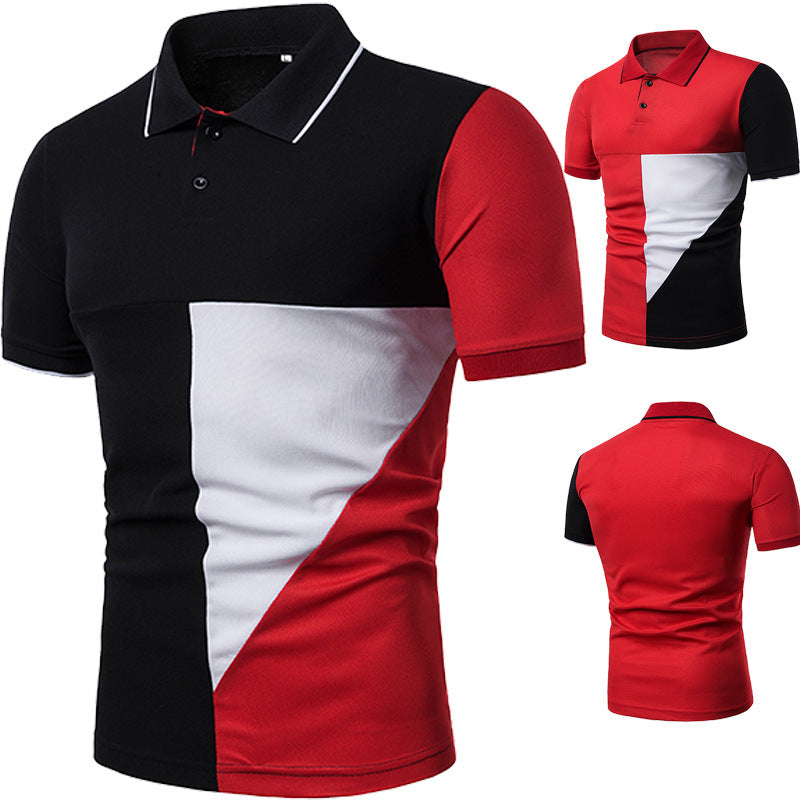 T-Shirt Men'S Short-Sleeved Shirt New Product Hit Color Large Size All-Match Casual Fashion Chic