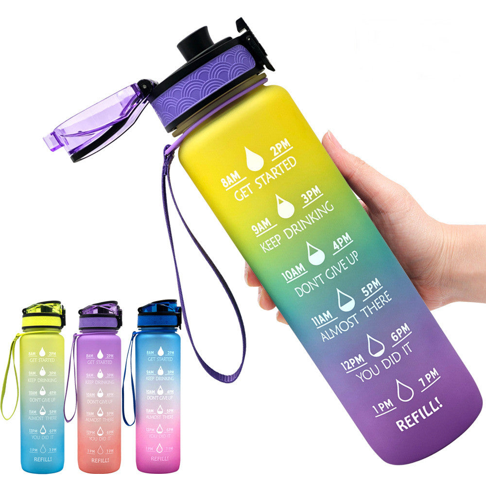 Water Bottle With Time Marker Bounce Cover Motivational Water