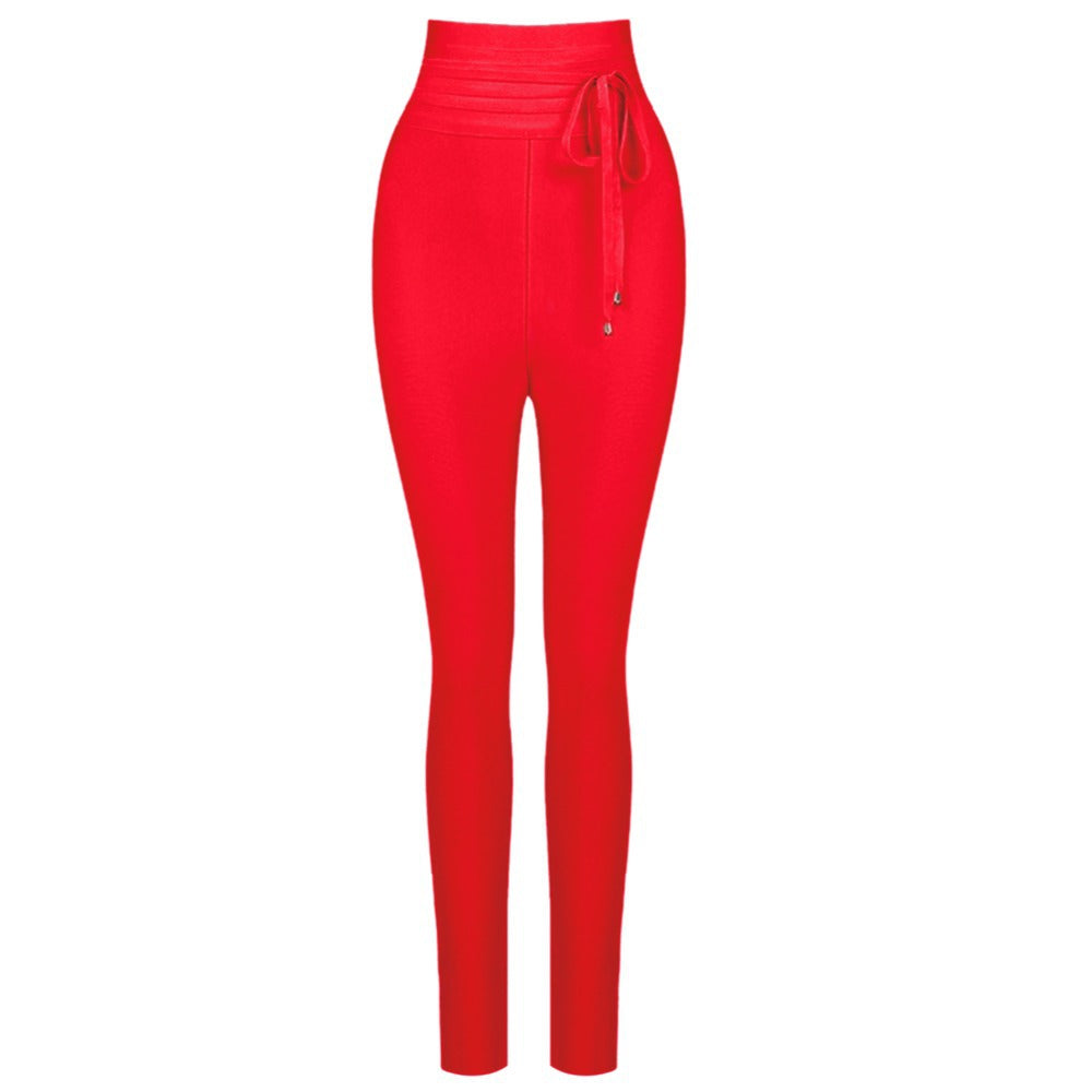 Women's Elastic High Waist Bandage Casual Solid Color Leggings