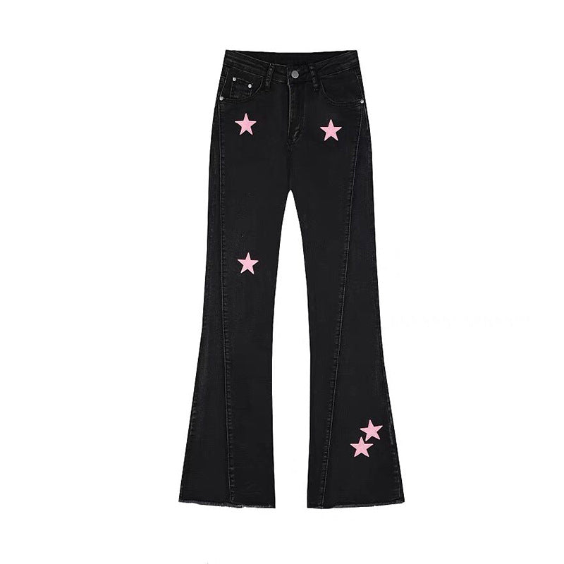 Black Women's Retro Wide Leg Jeans