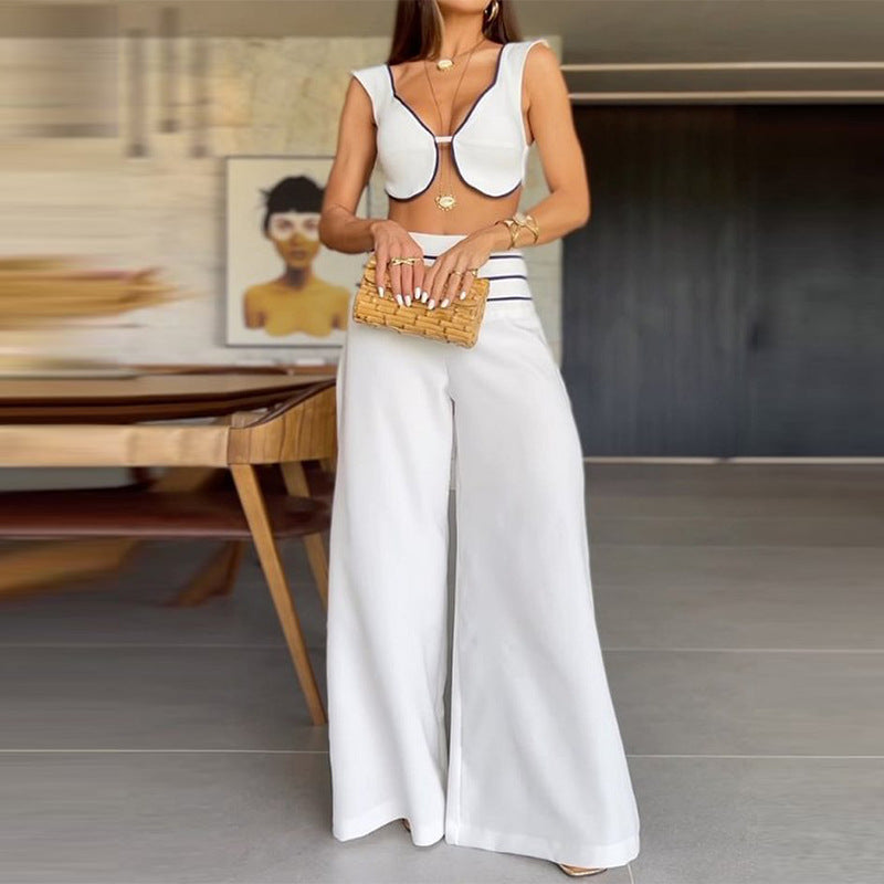 Women's Summer Vest Trousers Beach Vacation Suit