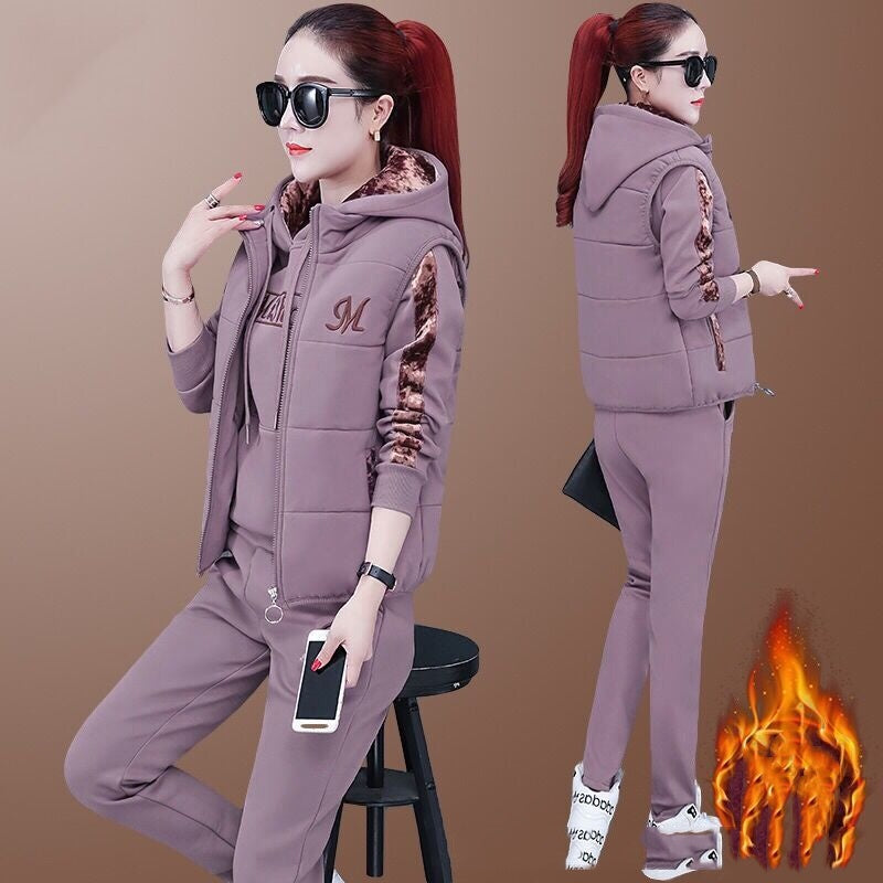 Fleece Lined Thickened Sportswear Suit Casual