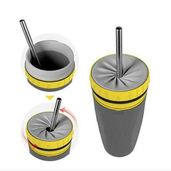 No Cover Twist Cup Travel Portable Cup Double Insulation Tumbler Straw Sippy Water Bottles Portable For Children Adults