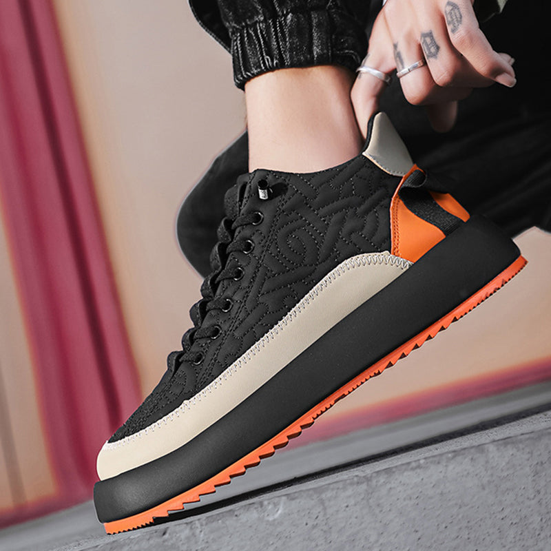 Trendy Color-blocked Sports Shoes Casual Lace Up Sneakers For Men Fashion Comfortable Versatile Thick-soled Walking Running Shoes