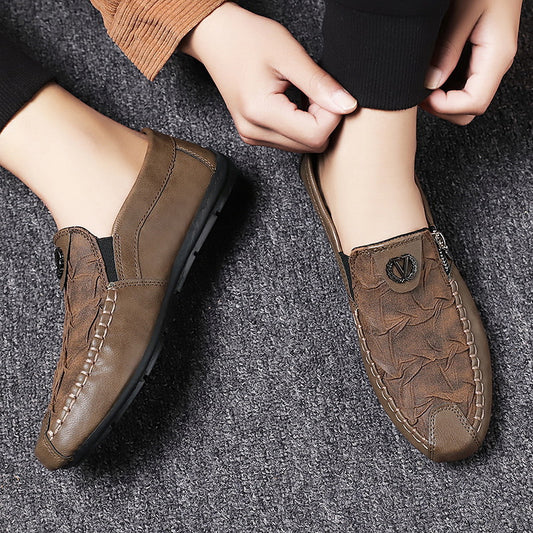 Vintage Zipper Casual Leather Shoes