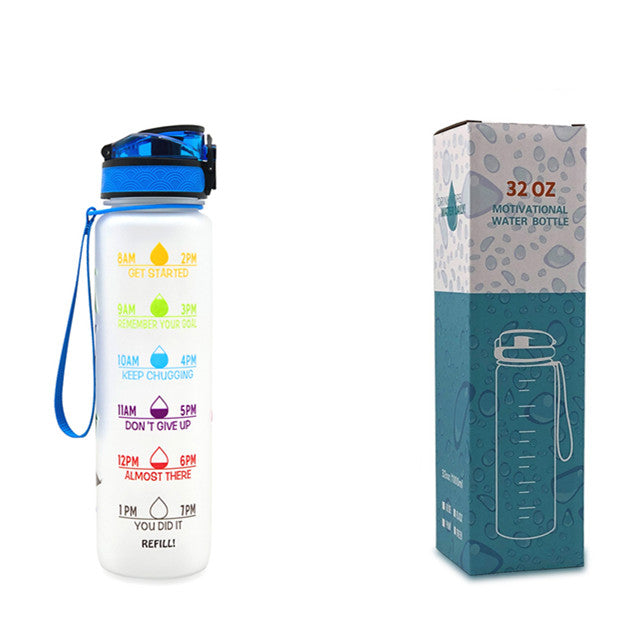 Water Bottle With Time Marker Bounce Cover Motivational Water