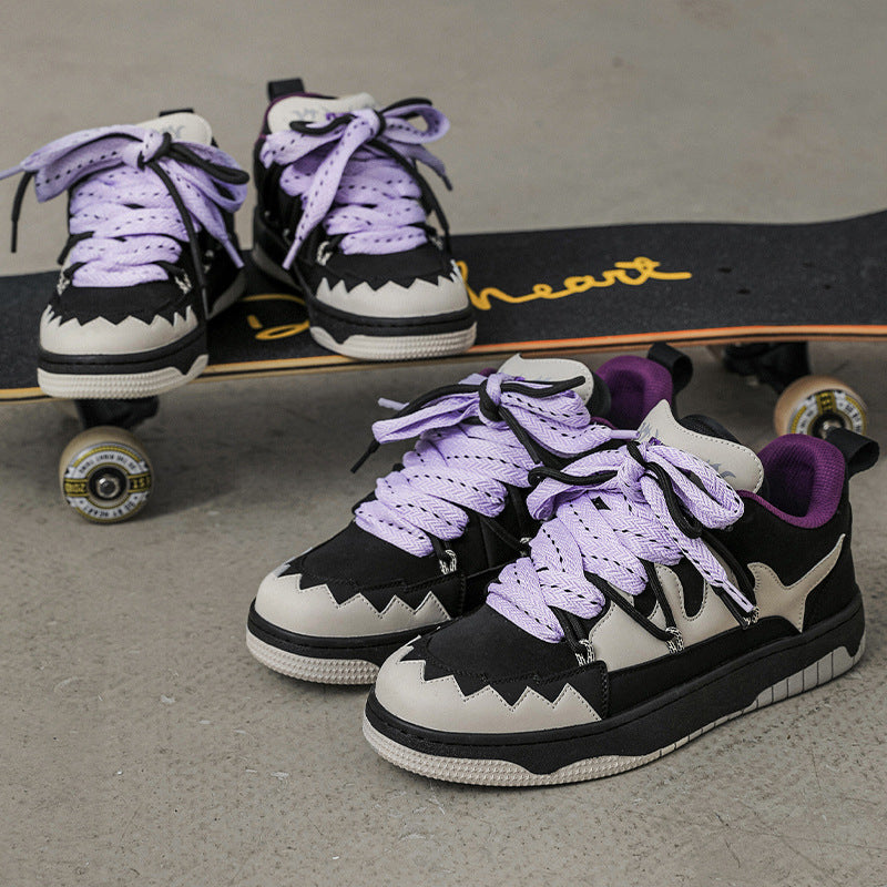 Black And White Contrast Color Skateboard Casual Shoes