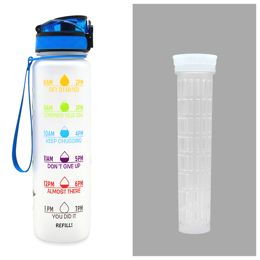 Water Bottle With Time Marker Bounce Cover Motivational Water