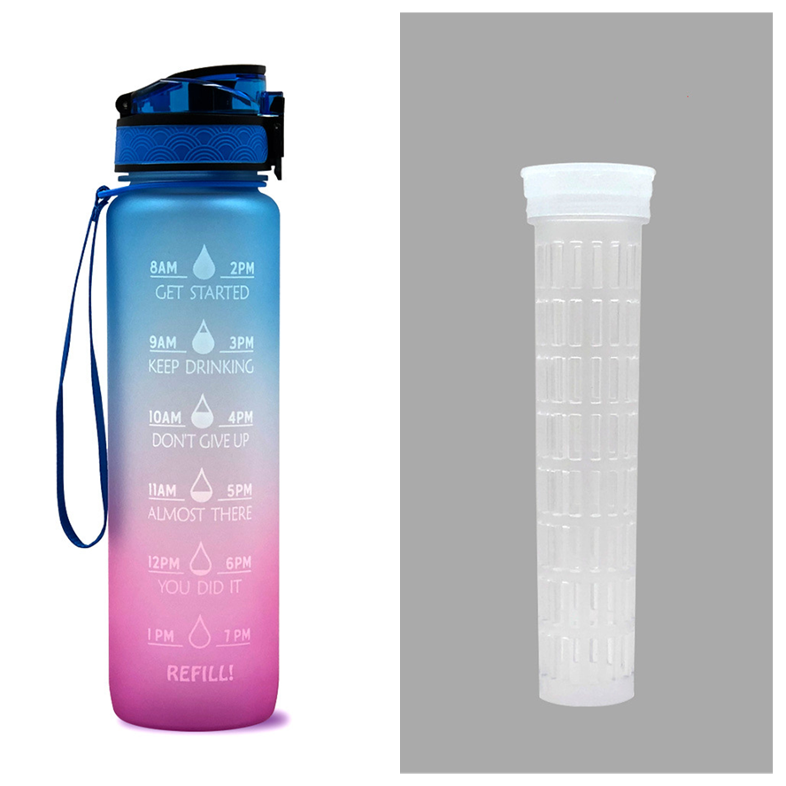 Water Bottle With Time Marker Bounce Cover Motivational Water