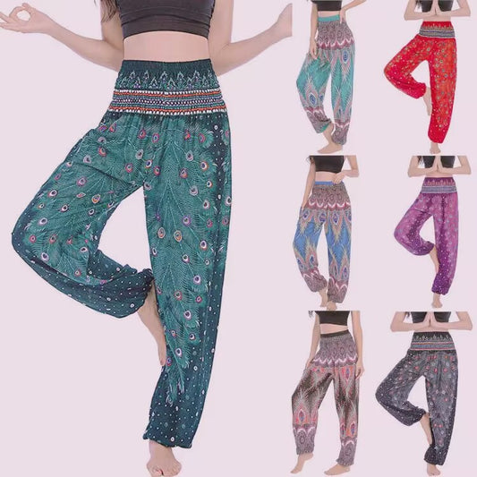 Printed Wide-leg Pants Casual Trousers