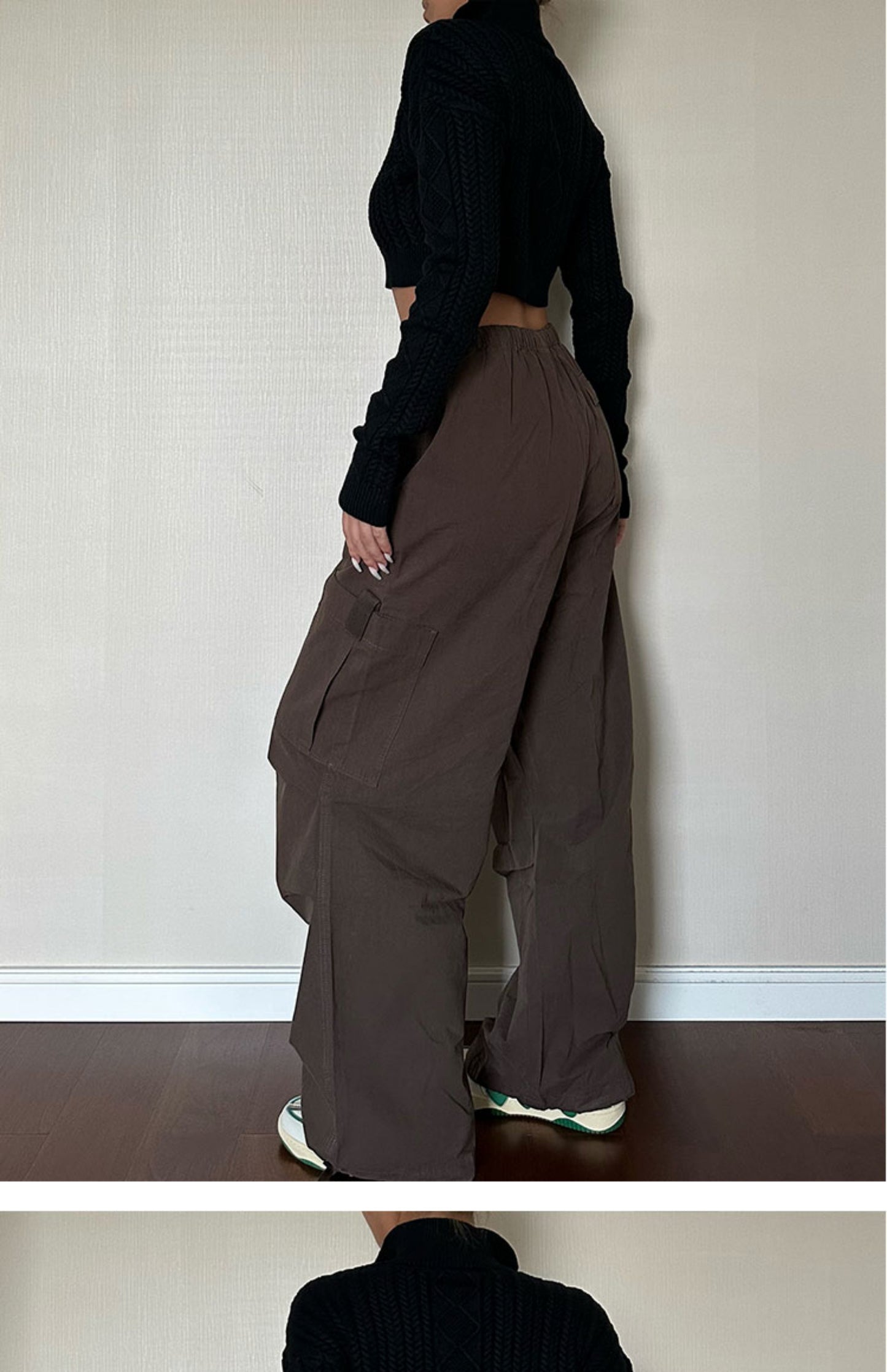 Straight Tube Loose Pocket Cargo Pants For Women