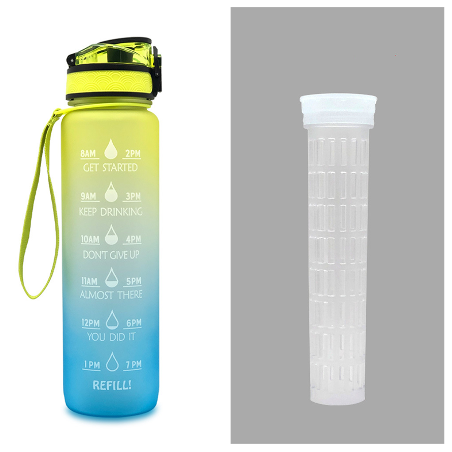 Water Bottle With Time Marker Bounce Cover Motivational Water