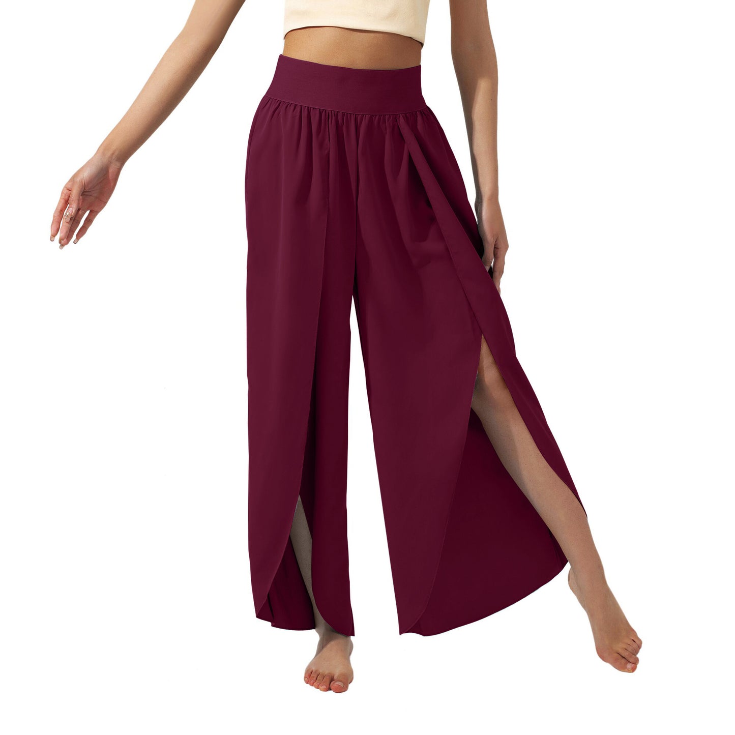 Women's Fashionable All-match Slimming High Waist Slit Yoga Pants