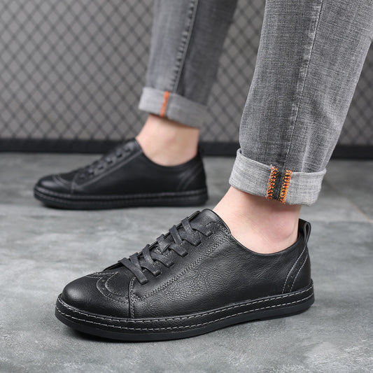 Men's Trendy Stitching Casual Lace Up Leather Shoes