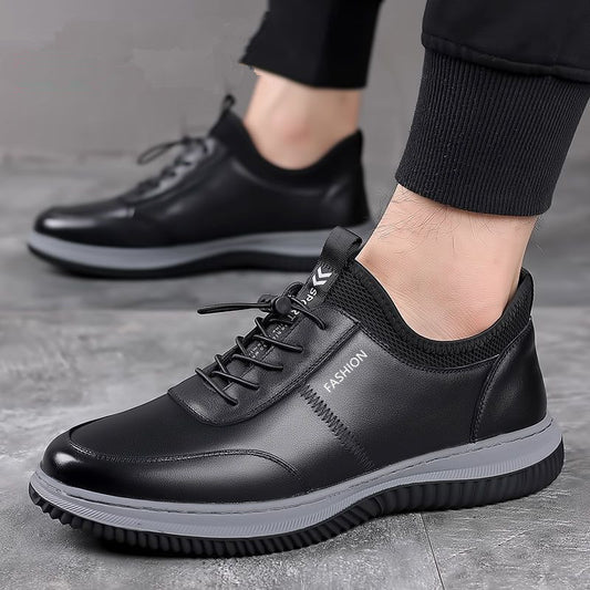 Men's Casual Leather Shoes Breathable Soft Bottom Soft Surface Board Shoes