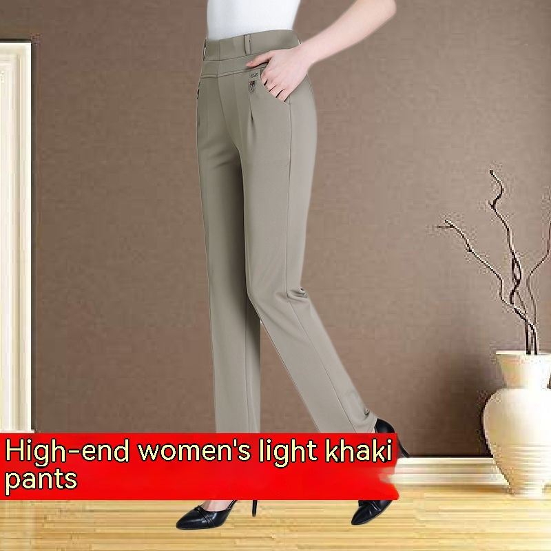 Women's Trousers Straight High Waist Stretch