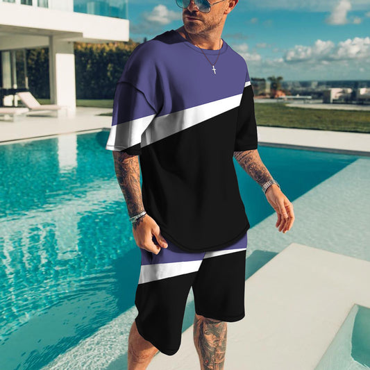 Men's Trendy Casual Beach Style Texture 3D Digital Suit