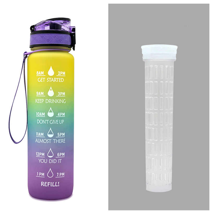 Water Bottle With Time Marker Bounce Cover Motivational Water