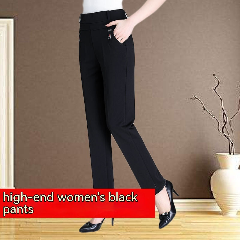 Women's Trousers Straight High Waist Stretch