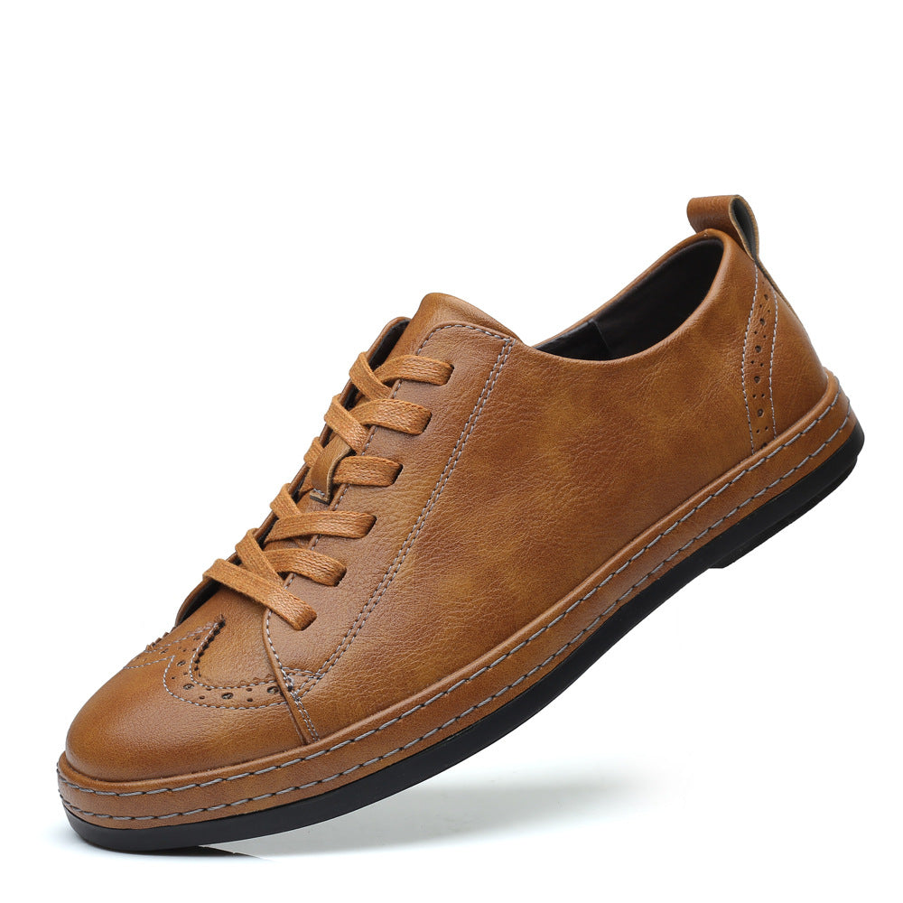 Men's Trendy Stitching Casual Lace Up Leather Shoes