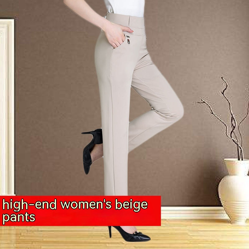 Women's Trousers Straight High Waist Stretch