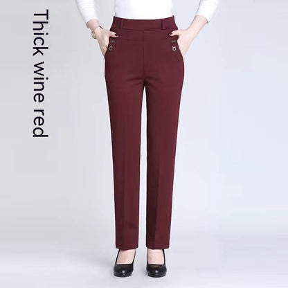 Women's Trousers Straight High Waist Stretch