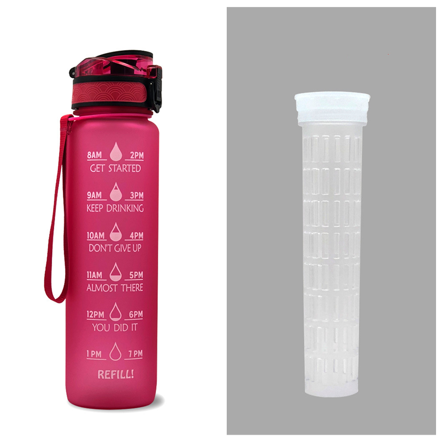 Water Bottle With Time Marker Bounce Cover Motivational Water