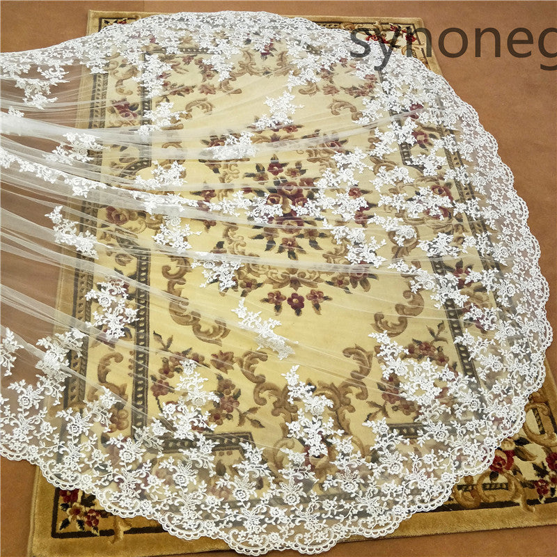 New Pattern Cathedral Length Bridal Lace Veil