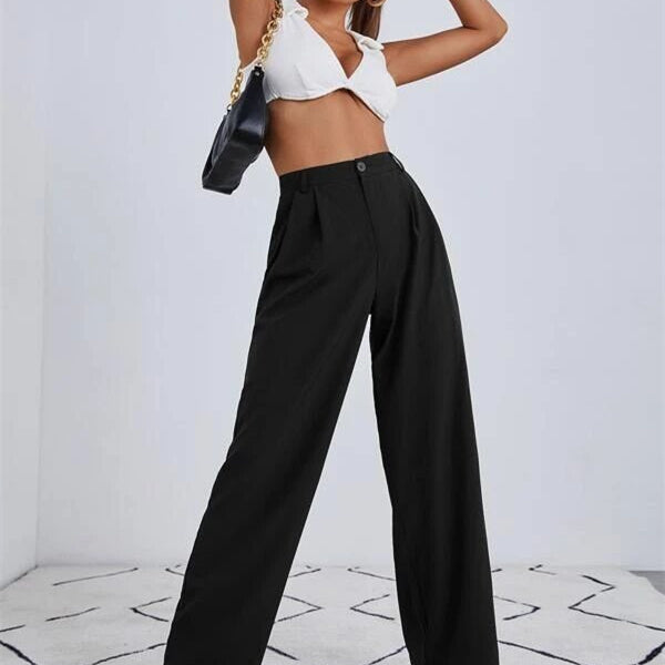 Women's High Waist Casual Wide-leg Suit Trousers