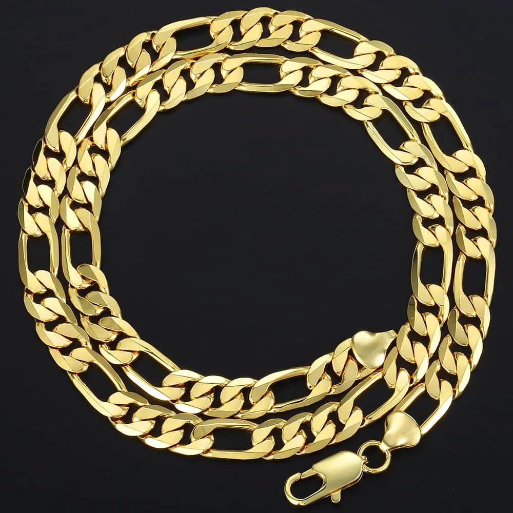 Punk Men's Necklace Gold Color Figaro Link Chain for Men Women