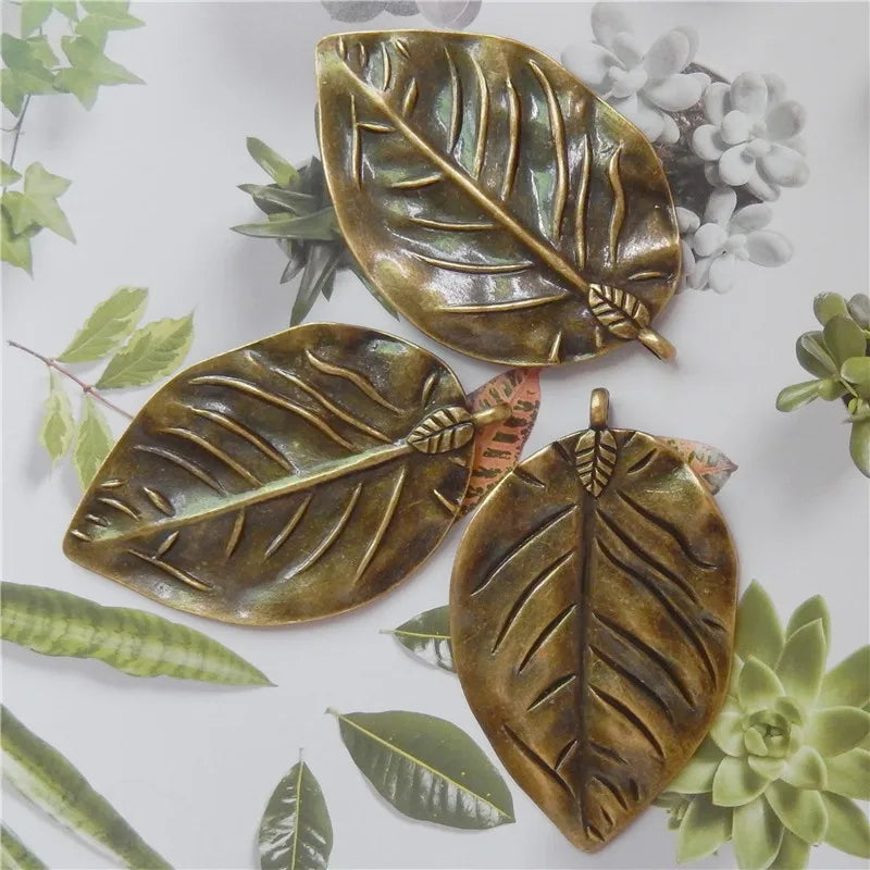 Antique Bronze Alloy Tree Leaf Necklace Large Size Tree Leaves