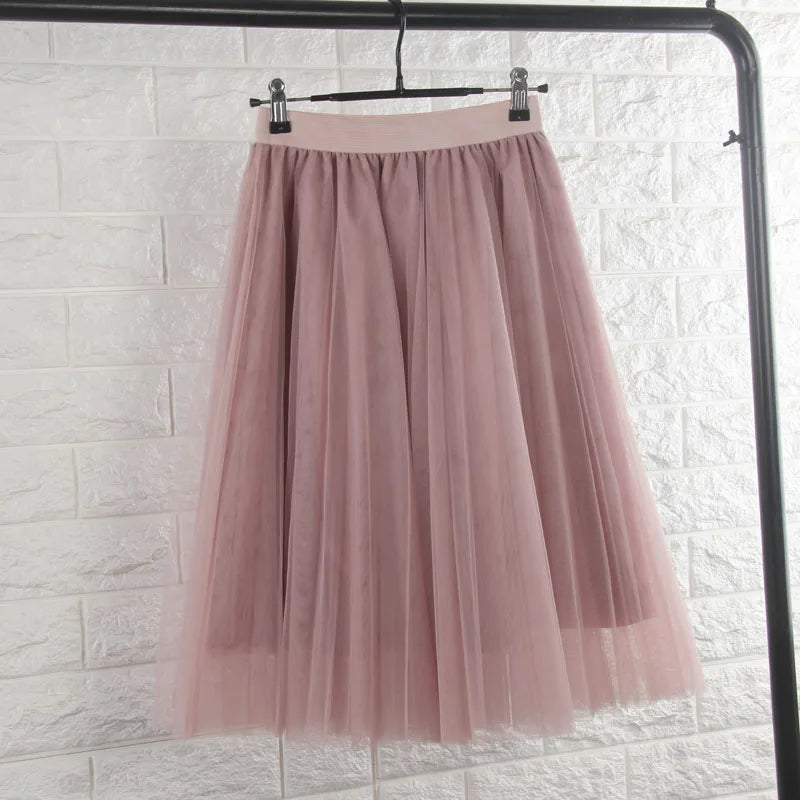 Womens Black Gray White Adult Tulle Skirt Elastic