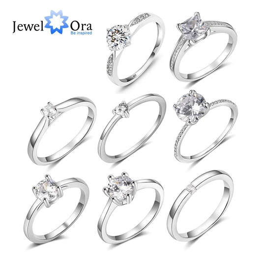 Silver color Ring with Cubic Zirconia Classic Style Wedding