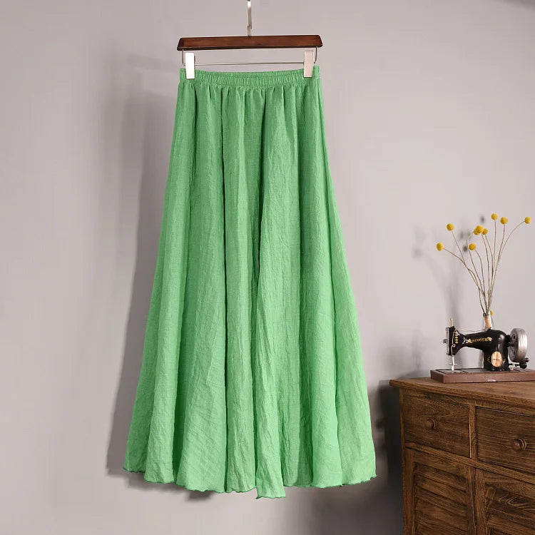 Women's Elegant 16 Color High Waist Elastic Waist Linen